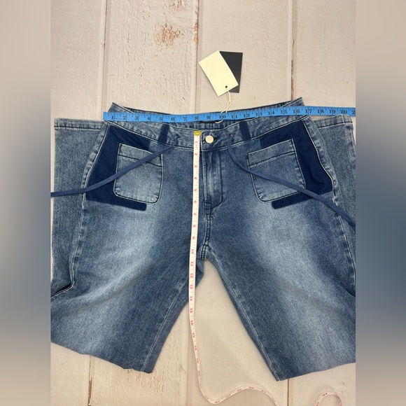 Low Rise Cargo Pants for Women Flap Pocket Y2K Wide Leg Drawstring Cargo Jeans - Picture 12 of 17